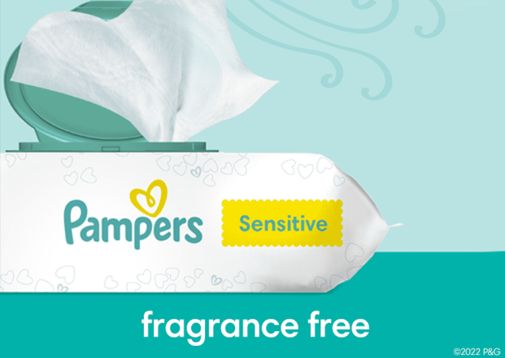 pamper Fragrance Free Baby Wipes for sensitive skin